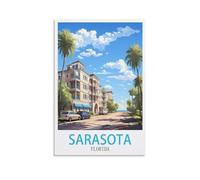 NPRZM Tin Sign Métal Sarasota, Floride Vintage Panneau Métal Étain Signe Tin Signs Plaque Métallique Décorative Wall Decor pour Maison 30x30cm