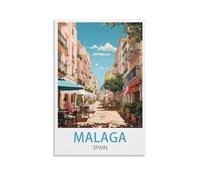 NPRZM Tin Signs Métal Affiches de Malaga, Espagne Retro Plaques Peintures pour Maison Cuisine Salle de Bains Chambre Café Café Bar Pub Décorations 15x30cm