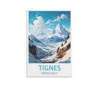 NPRZM Tin Signs Métal Affiches de Tignes Espace Killy Retro Plaques Peintures pour Maison Cuisine Salle de Bains Chambre Café Café Bar Pub Décorations 30x40cm