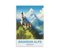 NPRZM Tin Signs Métal Alpes bavaroises Allemagne Vintage Plaque de poster Panneau mural décoration murale métal Plaque 30x40cm