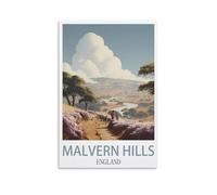 NPRZM Tin Signs Métal Collines de Malvern en Angleterre Art Mural Rétro Plaque Poster pour Décoration de Maison Cuisine Salle à Manger Pub Bar Restaurant 30x30cm