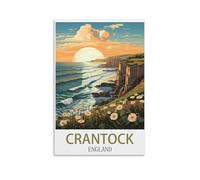 NPRZM Tin Signs Métal Crantock Englands Art Mural Rétro Plaque Poster pour Décoration de Maison Cuisine Salle à Manger Pub Bar Restaurant 30x30cm