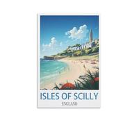 NPRZM Tin Signs Métal Îles Scilly Angleterre Art Mural Rétro Plaque Poster pour Décoration de Maison Cuisine Salle à Manger Pub Bar Restaurant 30x30cm