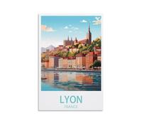 NPRZM Tin Signs Métal Paysage lacustre de Lyon, France plaque en métal, vintage plaque Poster mural Ornement Maison/café/bar Décor 20x30cm