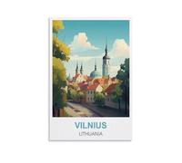 NPRZM Tin Signs Métal Vilnius Lituanie Vintage Plaque de poster Panneau mural décoration murale métal Plaque 15x30cm