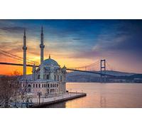 NPRZM Turquie Istanbul Pont Mosquée DIY 5D Diamant Peinture par Numéro Kits Uniques Décoration Murale Maison Cristal Strass Décoration Murale 40x40CM