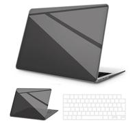 NPUOLS Coque Compatible avec MacBook Air 15 2025 2024 2023 Modèle A3241 A3114 A2941 M4 M3 M2, Etui Housse de Protection Rigide Anti-jaunissement en Plastique + Clavier en TPU Version EU, Noir Cristal