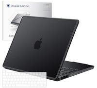 NPUOLS Coque Compatible avec MacBook Pro 13 M2 M1 2023-2020 A2338 A2289 A2251, [Housse PC avec Bord TPU Résistant aux Chocs], Plastique Etui Rigide + Couverture de Clavier en TPU EU,Noir Mat