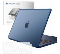 NPUOLS Coque pour MacBook Air 13.6 Pouces M4 M3 M2 2025-2022 A3240 A3113 A2681, [Housse PC avec Bord TPU Résistant aux Chocs], Plastique Etui Rigide + Couverture de Clavier en TPU EU,Minuit Mat