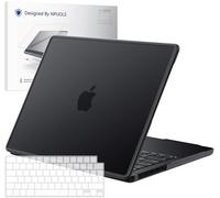 NPUOLS Coque pour MacBook Pro 16 Pouces M4 M3 M2 M1 2024 2023 2021 A3403 A3186 A2991 A2780 A2485, [Housse PC avec Bord TPU Résistant aux Chocs], Etui Rigide + Couverture de Clavier en TPU EU, Noir Mat