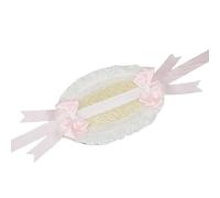 NPXUAMTJ Chapeau de soleil victorien fait à la main avec dentelle nœud papillon paille Panama chapeau de soleil pour les amateurs de mode Teaparty Costume Headwear Bonnet respirant, a, Taille unique
