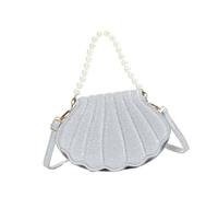 NPXUAMTJ Élégant sac à bandoulière en cuir synthétique pour femme, sac à main à perles, sac à main pour les trajets et les événements sociaux, sac à main élégant en polyuréthane, Argenté., One Size