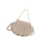 NPXUAMTJ Élégant sac à bandoulière en cuir synthétique pour femme, sac à main à perles, sac à main pour les trajets et les événements sociaux, sac à main élégant en polyuréthane, doré, One Size
