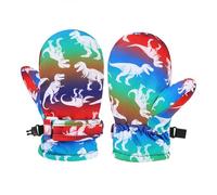 NPXUAMTJ Little Explorers Gants de ski sur le thème des animaux Moufles chaudes en polyester coloré pour enfants pour les aventures par temps froid
