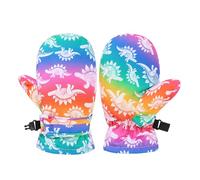 NPXUAMTJ Little Explorers Gants de ski sur le thème des animaux Moufles chaudes en polyester coloré pour enfants pour les aventures par temps froid