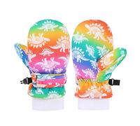NPXUAMTJ Little Explorers Gants de ski sur le thème des animaux Moufles chaudes en polyester coloré pour enfants pour les aventures par temps froid