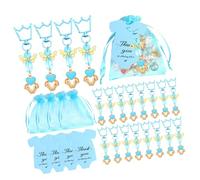 NPXUAMTJ Lot de 20 porte-clés en cristal avec couronnes et cartes de remerciement Organzas Sacs Baby Shower Accessoires Souvenir de mariage