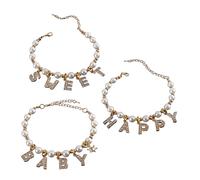 NPXUAMTJ Lot de 3 colliers élégants en perles artificielles avec pendentif en forme de chat avec strass