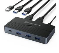 NPXUAMTJ Sélecteur de commutateurs USB 3.0 2 ordinateurs partageant 4 périphériques USB Clavier Souris Commutation d'écran pour bureau et jeux