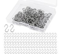 NQEUEPN 100pcs Petits Crochets en S pour Suspendre, Mini Crochet en Forme de S en Acier Inoxydable avec Boîte de Rangement Crochets d'Ornement en S pour Bricolage Artisanat Bijoux Étiquettes (Argent)