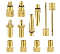 NQEUEPN 12pcs Ensemble Adaptateurs de Valve de Vélo, Laiton Kit Adaptateur de Valve de Pneu Aiguille de Pompe à Ballon FV/AV AV/EV EV/FV Adaptateur Buses Gonflables pour Presta Schrader Ballons Sport