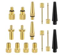 NQEUEPN 16pcs Ensemble d'Adaptateurs de Valve de Vélo, Adaptateur de Valve de Pneu de Vélo en Laiton avec Aiguilles de Pompe à Bille Buse de Gonflage Adaptateur de Gonfleur Air pour Presta Schrader