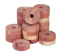 NQEUEPN 24 Stück Bloc de Cèdre, Hölzerne Zedernblöcke zur Kleideraufbewahrung Natürlicher Zedernmottenschutz Zedernspäne Zedernringe für Hausschränke Schubladen