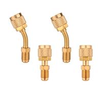 NQEUEPN 2pcs Adaptateur Droit et 2pcs Adaptateur Coudé, Adaptateur R410A Mini Adaptateur Divisé Évasé Femelle 5/16" vers Évasé Mâle 1/4" Adaptateur de Port de Vide de Charge pour Climatiseur