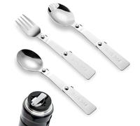 NQEUEPN 3pcs Cuillère et Fourchette Pliante pour Thermos Funtainer Pot Alimentaire 16oz, Multifonction Acier Inoxydable Cuillère Fourchette Pliable Service pour Thermos Plein Air Pique Nique Camping