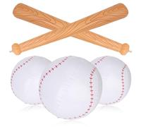 NQEUEPN 5pcs Batte & Baseball Gonflable, Ensemble de Baseball pour Piscine Comprenant 2 Batte Gonflable et 3 Baseball Gonflable Cadeaux de Fête pour Piscine Plage Jeu de Sport Fête d'anniversaire
