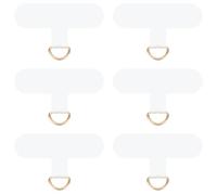 NQEUEPN 6pcs Patchs pour Cordon Téléphone, 6,1x3,5x0,4cm Court Patch d'Attache Téléphone Languette d'Attache Universelle pour Téléphone Compatible avec la Plupart des Smartphones(Transparent, Doré)
