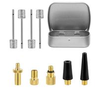 NQEUEPN 9pcs Ensemble d'Adaptateurs de Valve de Vélo, Adaptateur de Valve de Pneu de Vélo en Laiton avec Aiguilles de Pompe à Bille Buse de Gonflage Adaptateur de Gonfleur d'air pour Presta Schrader