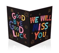 NQEUEPN Carte de Départ Collègue, 28 x 44cm Grande Bonne Chance Carte de Signature avec Enveloppe Drôle tu Nous Manqueras Carte d'Adieu pour Collègue Collègues Hommes Femmes