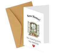 NQEUEPN Carte de Nouvelle Maison, 20,5x13,5 cm Carte de Voux de Pendaison Crémaillère avec Enveloppe Carte Nouvel Appartement Doux Félicitations avec Une Bénédiction Sincère au Nouveau Propriétaire