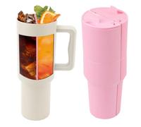 NQEUEPN Compartiment Intérieur pour Stanley Cup, Séparateur de Boissons 2 en 1 Doublure en Silicone Accessoires pour Bouteille d'eau Réutilisable de 40 oz Plateau à Double Séparation (Rose)