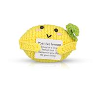 NQEUEPN Funny Positive Lemon, Poupée de Jouets au Crochet de 10 cm avec Carte d'Encouragement Jouet Citron Tricoté à la Main pour la Décoration de la Chambre à Coucher du Bureau à Domicile