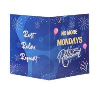 NQEUEPN Grande Carte de Retraite, 28x44cm, Carte de Voux d'Adieu Géante Carte de Départ Collègue No More Mondays Carte d'Au Revoir pour Collègue Cadeau de Retraite Fournitures de Fête (Bleu)