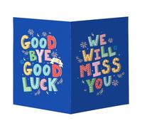 NQEUEPN Grande Carte de Voux d'Adieu, 44x28cm Carte de Départ Amusante pour Collègue avec Enveloppe Cartes-Cadeaux de Départ à la Retraite Carte d'Adieu pour Hommes et Femmes (Bleu)