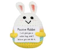 NQEUEPN Lapin Positif Drôle, Créatif Lapin au Crochet Lapin Poupée Mignon Jouet en Tricot Carte de Maintien Pomme de Terre Positive Décoration pour Pâques Fête d'anniversaire