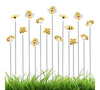NQEUEPN Lot de 15 piquets pour abeilles, en résine pour jardin, abeilles, piquets décoratifs pour plantes, décorations artistiques pour pot, pelouse patio, parterre de fleurs, couloir pour plantes