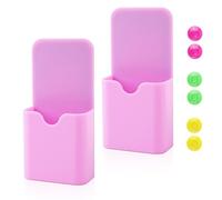 NQEUEPN Lot de 2 Rangement Crayon Mural, Pot Crayon Aimanté Porte Marqueur avec 6 Perles Magnétiques pour Casier Tableau Blanc Réfrigérateur École Maison Fournitures de Bureau (Rose)