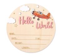 NQEUEPN Panneau d'Annonce de Naissance, 15 cm Panneau en Bois « Bonjour le Monde » Plaque Bienvenue pour Nouveau-Né Plaque avec le Prénom Bébé Accessoire Photo pour la Maternité (Rose)