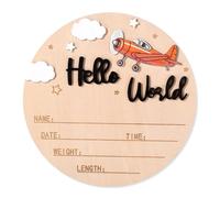 NQEUEPN Panneau d'Annonce de Naissance, 15 cm Panneau en Bois « Bonjour le Monde » Plaque Bienvenue pour Nouveau-Né Plaque avec le Prénom Bébé Accessoire Photo pour la Maternité (Noir)