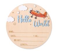 NQEUEPN Panneau d'Annonce de Naissance, 15 cm Panneau en Bois « Bonjour le Monde » Plaque Bienvenue pour Nouveau-Né Plaque avec le Prénom Bébé Accessoire Photo pour la Maternité (Bleu)