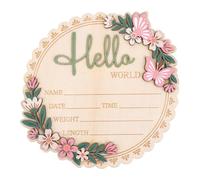 NQEUEPN Panneau d'Annonce de Naissance, Panneau Bienvenue Hello World | Panneau Fleuri Annoncer Naissance Plaques Naissance Bois avec Nom Du Bébé pour Accessoires Photo Hôpital Chambre d'Enfant