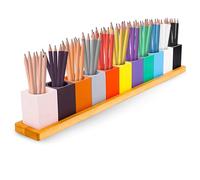 NQEUEPN Porte Crayon de Couleur en Bois, Porte Crayon Montessori Porte-stylo en Bois Montessori pour Salle de Classe 11 Tasses sur un Support, Crayons Non Inclus