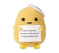 NQEUEPN Poussin Positif Drôle, Jouet au Crochet avec Carte d'Encouragement, Poussin de Soutien Émotionnel Tricoté pour Décoration de Maison, Bureau et Chambre à Coucher