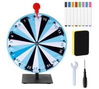 NQEUEPN Roue de Tirage au Sort Porte-Bonheur, 24 Emplacements Base Durable Roues Pivotantes Roue de Prix Roue de Roulette de Table Roue de Tombola pour Jeu de Fortune Jeu de Fête (Bleu)
