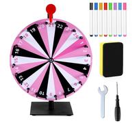 NQEUEPN Roue de Tirage au Sort Porte-Bonheur, 24 Emplacements Base Durable Roues Pivotantes Roue de Prix Roue de Roulette de Table Roue de Tombola pour Jeu de Fortune Jeu de Fête (Rose)