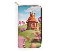 NQHJT Candy Land Portefeuille en cuir pour femme - Portefeuille long et ultra fin avec poche zippée pour le travail et le shopping - 19,7 x 10,5 cm, Style :, 19.7x10.5cm